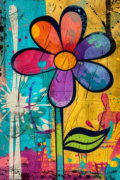 #ColorfulVintageGraffiti #FlowerPrint #BoldModernArt #2:3 #TheCandie Vintage Graffiti, Inspirational Digital Art, Graff Art, Graffiti Artwork