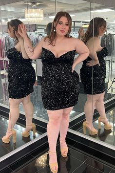 Strapless Black Sequin Short Dress Bodycon Short Dress, Black Sequin Shorts, Bodycon Dress Homecoming, Sequin Short Dress, Hoco Dresses Tight, Sequin Short, Winter Formal Dresses, Junior Prom Dresses, Short Bodycon Dress