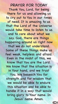 a colorful background with the words prayer for today