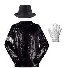 PRICES MAY VARY. Cosplay Dance Costume 3 Set including: 1* jacket +1* hat +1* glove. How to choose the size? We have a total of 13 sizes, you can choose the size directly based on your weight and height. Note: Weight is the most important reference standard, it's the most important. Height is only a secondary reference. For example, if your weight 71lbs and height 4'3'', then between【Weight:36-53lbs Height≈4'3''】 and 【Weight:71-88lbs Height≈4'11''】you should choose【Weight:71-88lbs Height≈4'11''】 Michael Jackson Costume Female, Easy Michael Jackson Costume, Female Michael Jackson Costume, Michael Jackson Fancy Dress, Michael Jackson Dance Costume, Michael Jackson Costume, Black Sequin Jacket, Dress Coat Outfit, Mantel Outfit