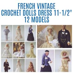 an advertisement for french vintage crochet dolls dress 11 - 12 models