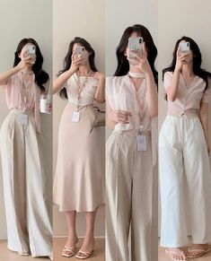 Woman Korean Fashion, Business Outfits Korean, Intern Outfit Office, Coquette Business Casual, Pastel Business Casual, Korean Business Casual, Luxurious Outfits