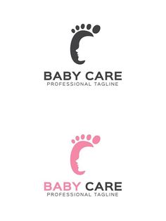 two logos for baby care, one is pink and the other is black