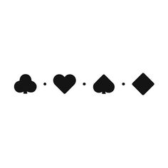 four playing cards with hearts and spades in the middle on a white background that appears to be black