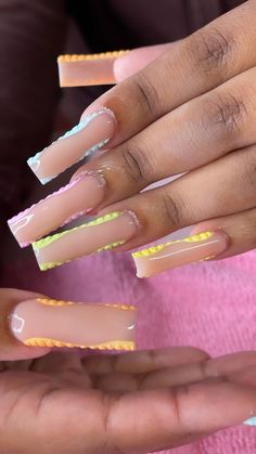 Italy Nails, Long Acrylic Nail Designs, Exotic Nails, Acrylic Nails Coffin Pink, Long Square Acrylic Nails