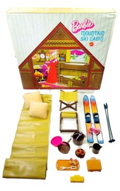 the barbie doll house is set up with accessories