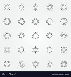 the sun icon set is shown in black and white, with different shapes on it