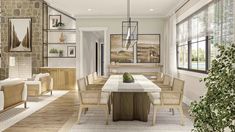 a dining room and living room are shown in this rendering