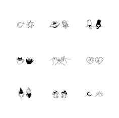 several different types of stickers on a white background, including cats and other animals