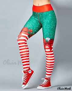 Olivia Mark - Premium Christmas Bowknot Print High-Waist Yoga Pants Christmas Tights, Yoga Christmas, Slim Yoga, Christmas Fits, Holiday Leggings, Printed Yoga Leggings, Christmas Leggings, High Waist Yoga Pants, Christmas Style