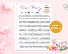 a tea party game with pink flowers and cups