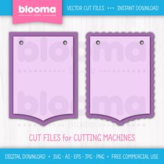 two pink tags with scalloped edges cut files for cutting machines by blooma