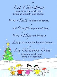 a christmas card with children playing in the snow near a tree and an inscription that says let