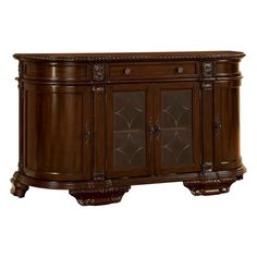 66 Inch Traditional Buffet Server, Glass Cabinet, Side Cabinets, Brown By Casagear Home Serving Buffet, Etched Glass Door, Farmhouse Sideboard, Sideboard Storage Cabinet, Wood Buffet, Buffet Server, Solid Wood Sideboard, Styling A Buffet, Beautiful Dining Rooms