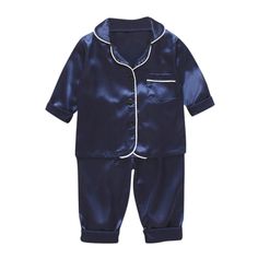 Baby Satin Pajamas Set - Momorii Outfits For Baby Boys, Sleepwear Outfits, Satin Long Sleeve Top, Baby Boy Winter Outfits