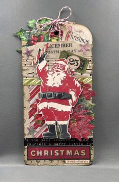 an old fashioned christmas tag hanging from a wall