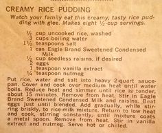 an old recipe for creamy rice pudding