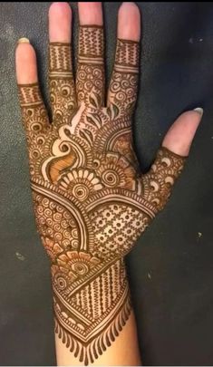 the hand is decorated with henna designs