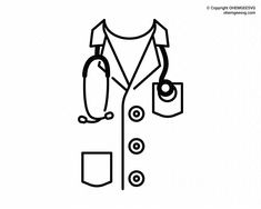 a black and white drawing of a doctor's coat with stethoscopes