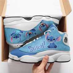 Stitch Ajd13 Sneakers 129 Shipping from the US. Easy 30 day return policy, 100% cotton, Double-needle neck, sleeves and hem; Roomy Unisex Fit. Personalized Shoes, Shoes Design, Jordan 13, Unique Christmas Gifts, Dinosaur Print, Lilo And Stitch, Custom Shoes, Jordan 1, Unisex Fashion