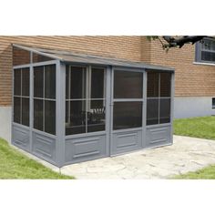 Gazebo Penguin Florence Add A Room 8 Ft. X 12 Ft. In Grey On A White Background Screened Gazebo, Add A Room, Aluminum Gazebo, Patio Enclosures, Brick Exterior House, Casa Exterior, Patio Gazebo, Aluminum Patio, Wood Patio