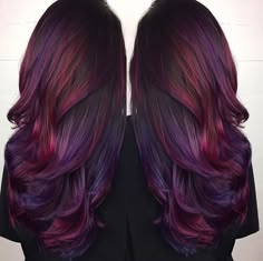 Red Purple Hair, Dark Red Hair Color, Hair Color Plum, Brunette Ombre