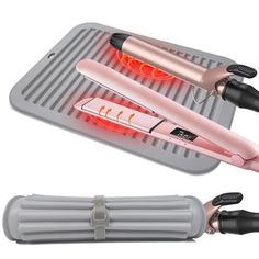 Silicone Heat Resistant Mat, Large Hair Tools Travel Mat for Curling Iron, Flat Iron, Hair Straightener and Hair Styling Tools, Professional Hot Pad for Home Travel Salon Daily Use Description and features 【Large Size】The size of our hot hair tool pad is 11.8*9.0*0.24 inches. More two hot hair tools can be placed at the same time, which can be used for hair straighteners, straightening irons, curling irons, hot combs, curling irons, hair dryers, electric irons, etc. 【Heat Resistant】Made of high-temperature silicone, safe and environmentally friendly, with a heat-resistant range of -40°F to 450°F, which can protect your desktop from heat damage. 【High quality】The unique wavy design has an anti-slip effect, is soft and deform, and allows the hair tool silicone pad to be firmly adsorbed on th Curly Iron, Hot Hair Tools, Fake Makeup, Hair Tool, Iron Hair, Wavy Design, Acrylic Nail Kit, Curling Irons, Straighten Iron