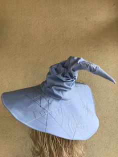 Extra Large Witch Hat Extra Large Brim Witch Hat Blue - Etsy Large Witch Hat, White Witch Hat, Fantasy Crown, Hat Cosplay, Halloween Hat, Fair Outfits, Witch Hats, Cool Picks, Carnival Costume