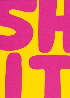 an abstract poster with the words shut in pink and yellow