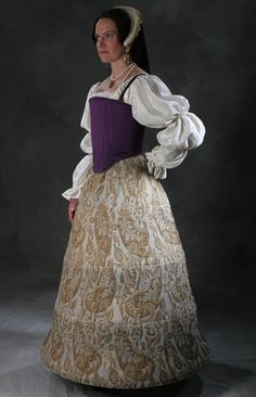 "This listing is for a full set of historic undergarments c. 1560 including a corset, chemise, and cone farthingale. Listed at 10% off for purchasing as the full ensemble. Included in this full historic ensemble: CORSET- The corset in this underwear ensemble is cut to enhance the square-necklines of Tudor and early Elizabethan period dresses. It is rigidly boned across the front with 1/2\" steel bones which lift and compress the bust, creating the conical shape of this period. The front neckline 16 Century Fashion, 16th Century Clothing, 16th Century Fashion, Ren Faire Outfits, Elizabethan Era, 1800s Fashion, The Tudor, Period Costumes, Historical Costume