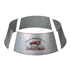 a metal bucket with the words make yourself merry and christmas written in red on it