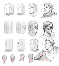 a bunch of sketches of people with different facial expressions