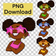 Star Sunglasses, Afro Puffs, Puff Girl, Unique Greeting Cards, Customise T Shirt, Png Download, Birthday Party Decorations, Custom Clothes