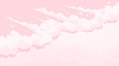 an abstract pink background with white clouds and snow on the bottom right corner, in front of a light pink sky