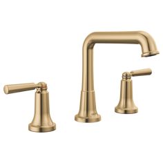 two handle bathroom faucet in brushed brass