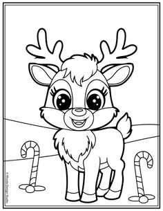 rudolph the reindeer coloring page with candy canes