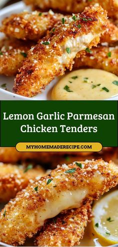 lemon garlic parmesan chicken tenders are an easy and delicious side dish recipe