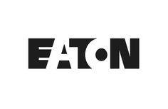 the word eaton is shown in black and white