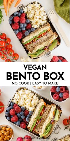 vegan bento box Healthy Vegan Lunch Ideas For Work, Vegan Lunch For Kids, Plant Based Snacks On The Go, Plant Based Lunch Meal Prep, Plant Based Lunches For Work, Plant Based Lunch Box Ideas, Vegetarian Packed Lunch, Sandwich Bento Lunch Boxes