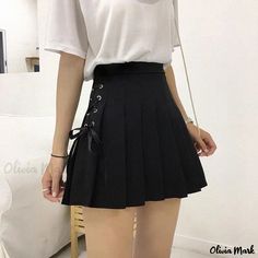 Olivia Mark - Pleated Skirt with Tie Waist - Tailored Short Skirt for College Style Preppy Mode, Rok Mini, Womens Pleated Skirt, Team Management, Chic Skirts, White Mini Skirt, Dance Skirt, Skirt Skirt, Bustiers