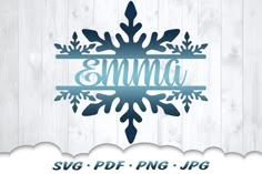 snowflake monogrammed svg file with the word's name on it