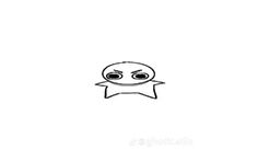 a drawing of an alien with eyes and a speech bubble in the middle, on a white background