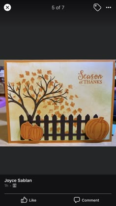 an image of a card with pumpkins on it and the words season of thanks