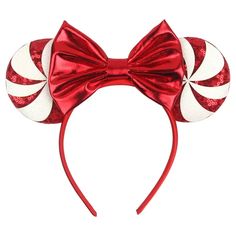 a minnie mouse ears headband with candy canes