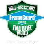 the logo for an indoor wood product that is being used by frame guard and interior wood