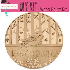 a wooden sign with a bird on it Diy Hanging Door, Front Door Signs Wooden, Door Signs Wooden, Patriotic Diy, Wooden Door Sign, Diy Christmas Village, Door Hangers Diy, Glue Painting, Diy Display