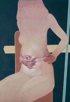 a painting of a woman with her hands on her stomach