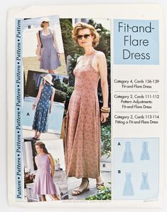 an advertisement for a women's dress sewing pattern