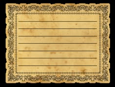 an old parchment paper with ornate border and scroll work on the edges, isolated against a white background