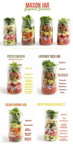 the instructions for making salad in a jar